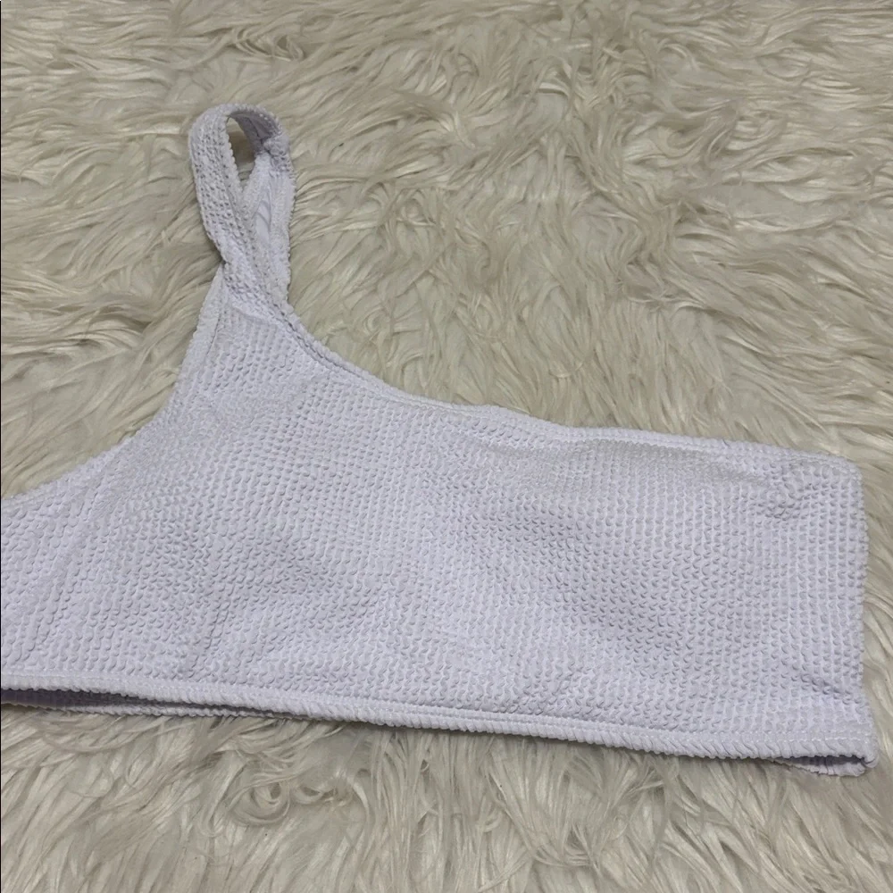 NWOT Yimisan Off White Textured One Shoulder 2 Piece Swim Suit Size L